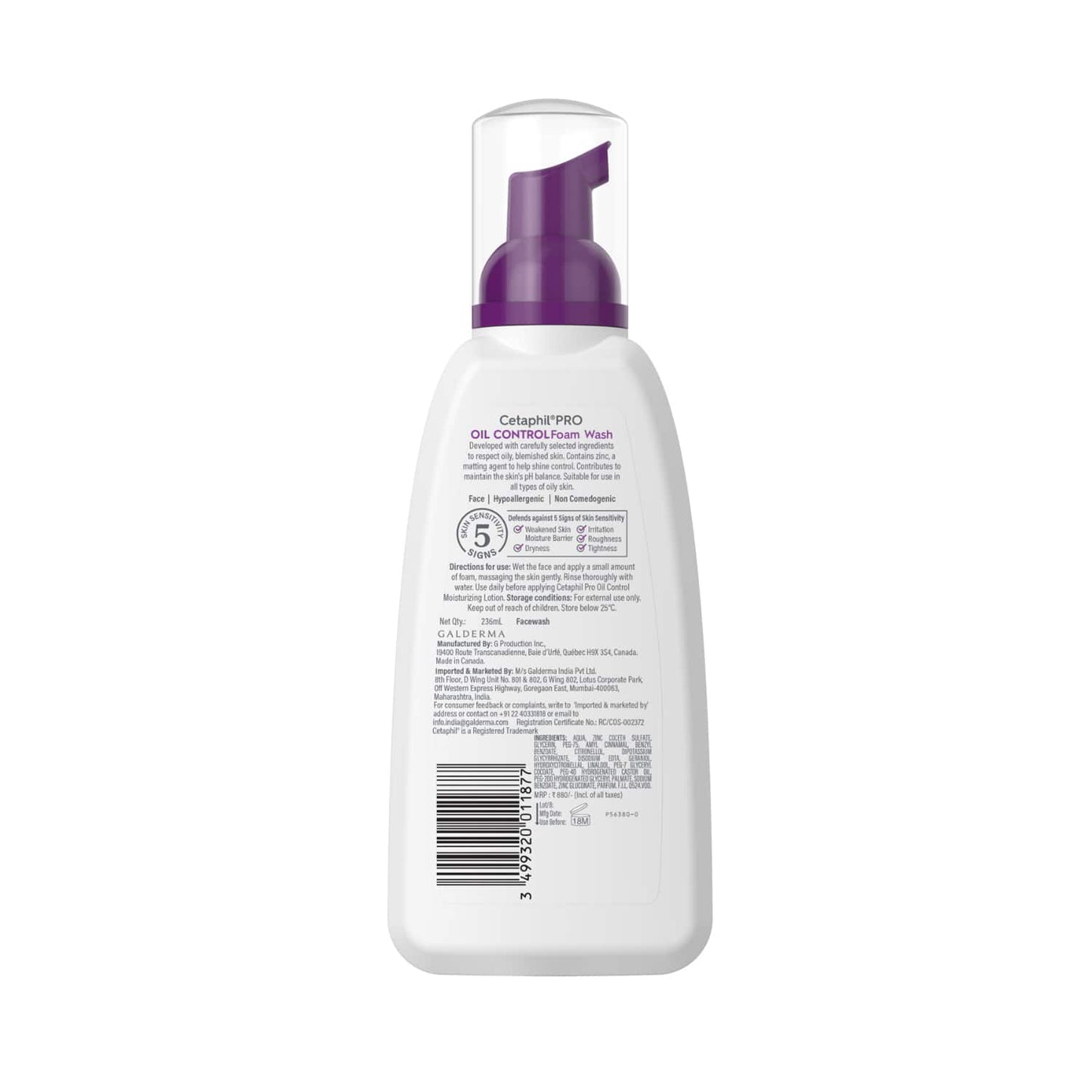 Cetaphil Pro Oil Control Foam Facewash (236ml)