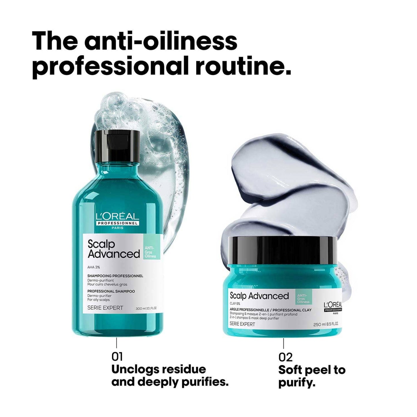L’Oréal Professionnel Scalp Advanced Anti-Oiliness Dermo-Purifier Shampoo (300 ml) for Oily Scalps