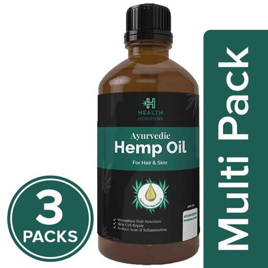 Ayurvedic Hemp Oil - Cold Pressed, 100% Vegan, Rich In Vitamins, For Hair & Skin