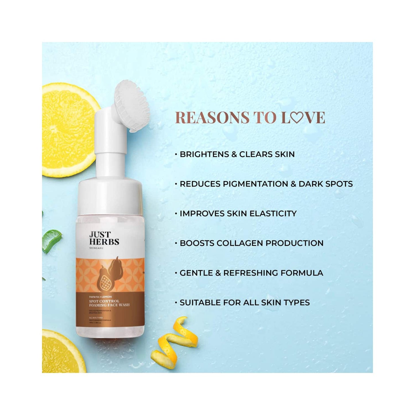 Just Herbs Papaya And Lemon Spot Control Foaming Face Wash (100ml)