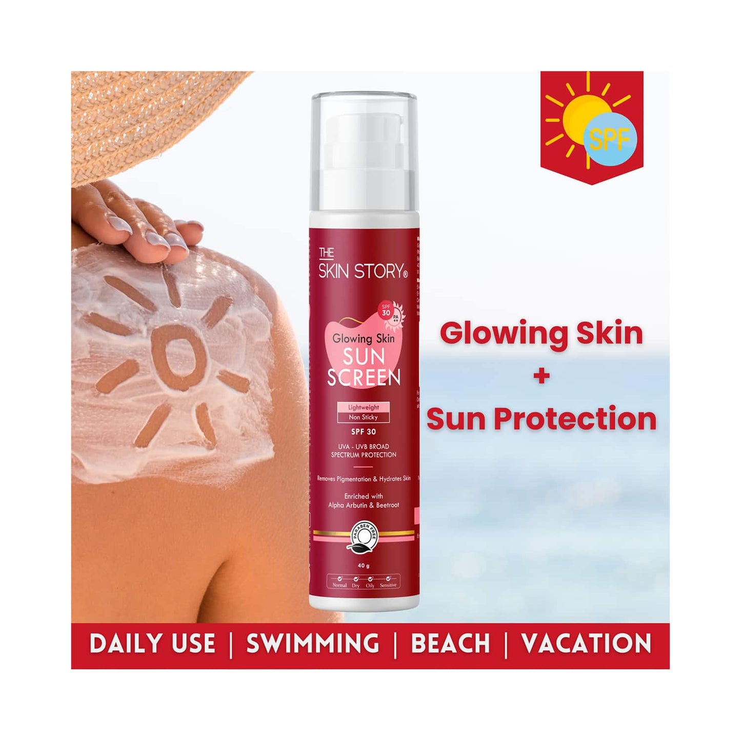 The Skin Story Glowing Skin Sunscreen With SPF 30 PA++ (40 g)