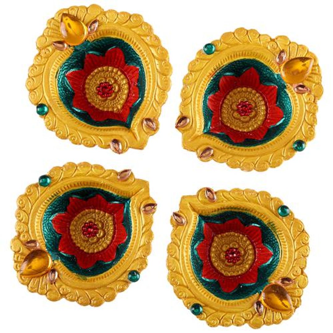 Yellow & Green Diya - Assorted Colors