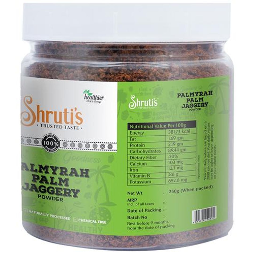 SHRUTI'S PALMYRAH PALM JAGGERY POWDER 250 GM JAR - Naturally Proce 250 g Jar