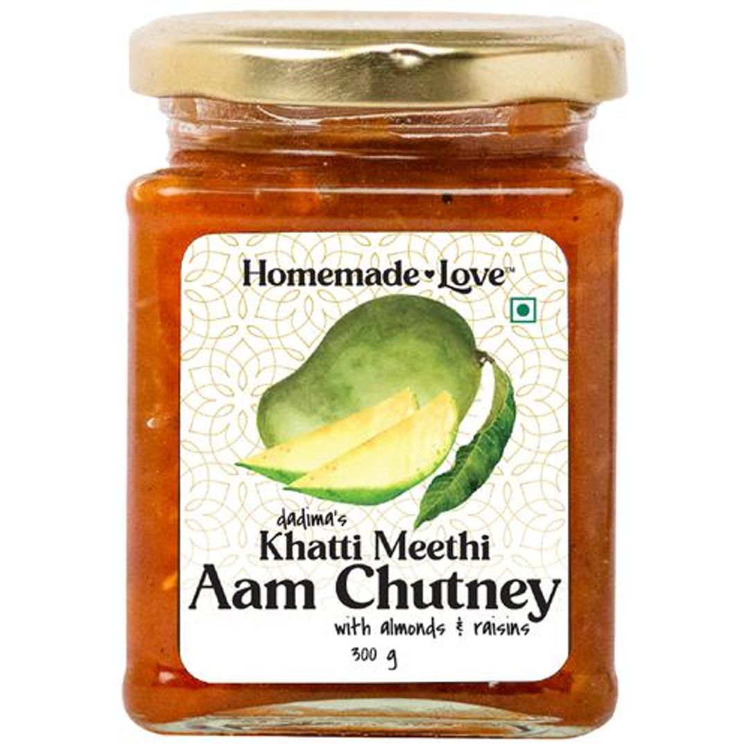 Khatti Meethi Aam Chutney - With Almonds & Raisins, Sweet, Spicy & Salty