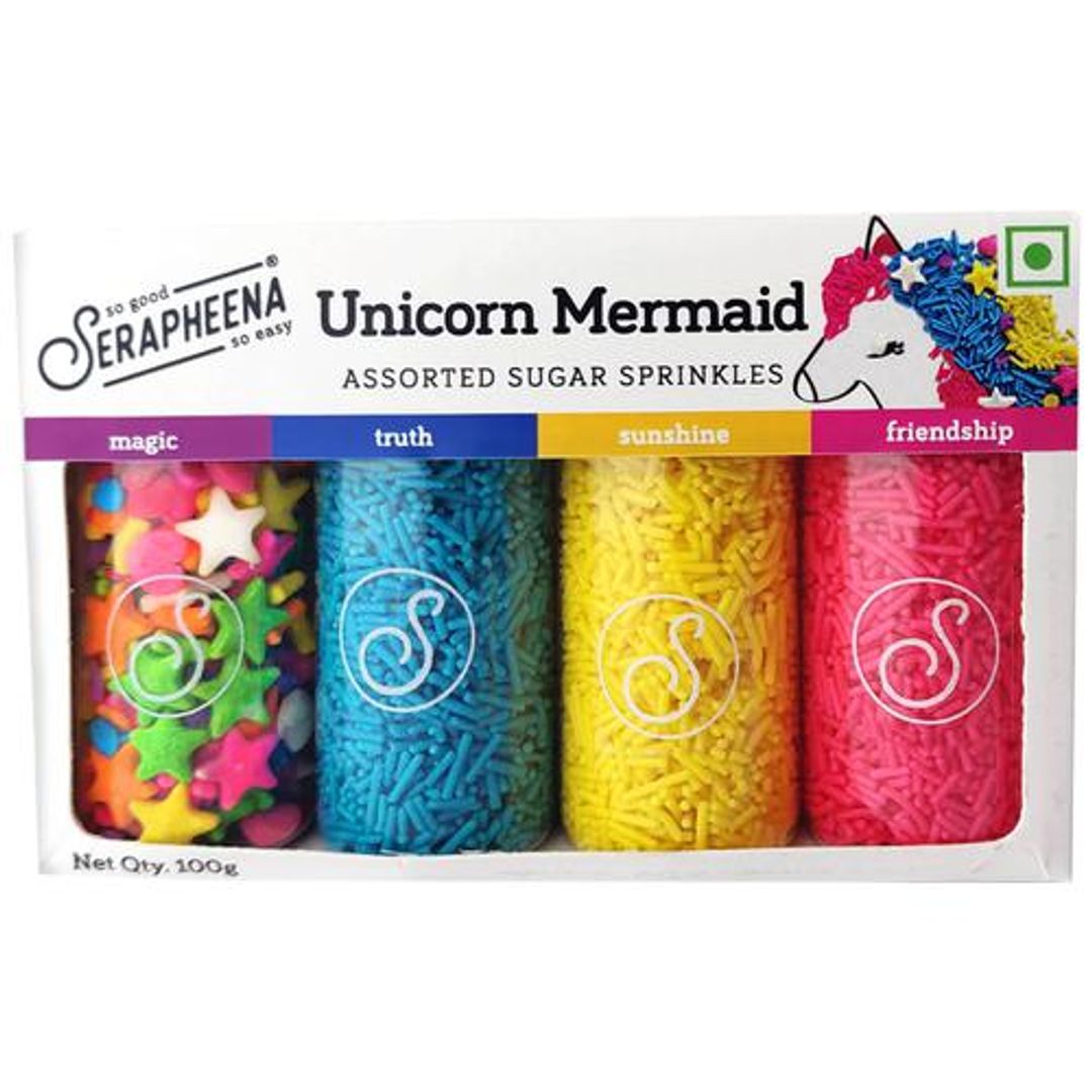 Unicorn Mermaid Sugar Sprinkles - Assorted Colours & Designs, For Cake Decoration