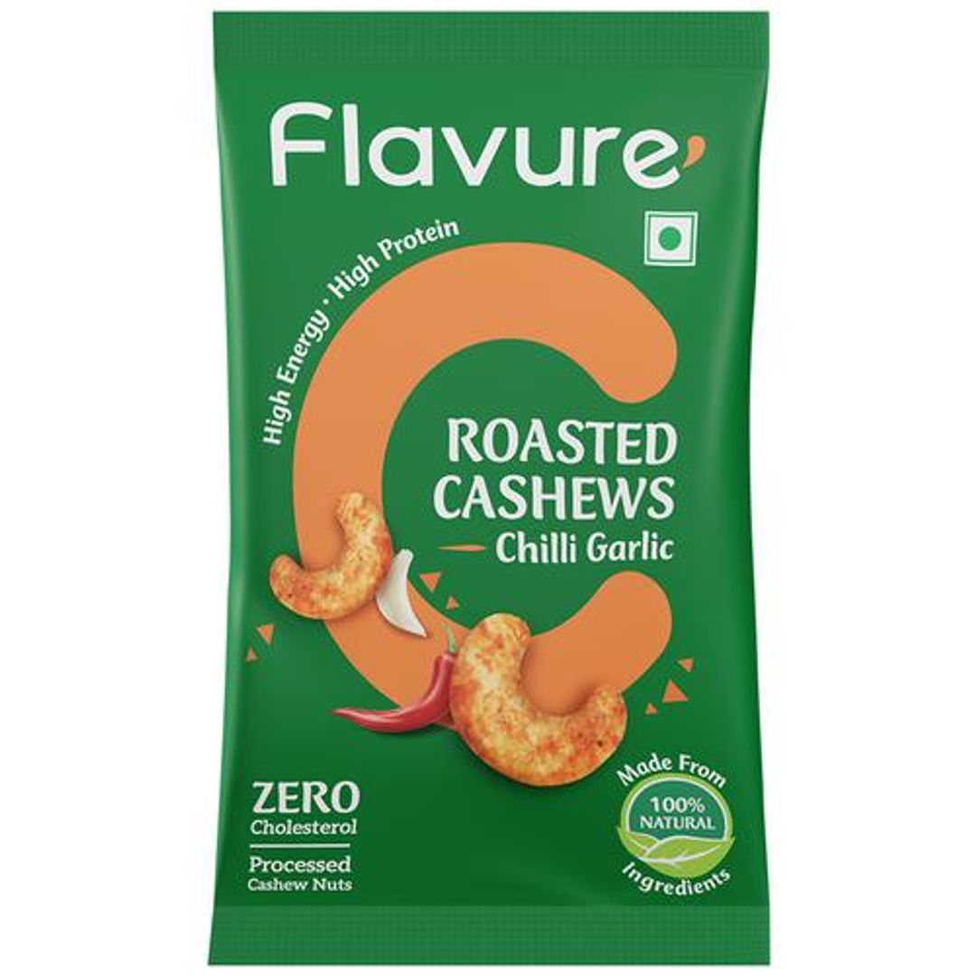 Roasted Cashews - Chilli Garlic, 100% Natural, High In Protein