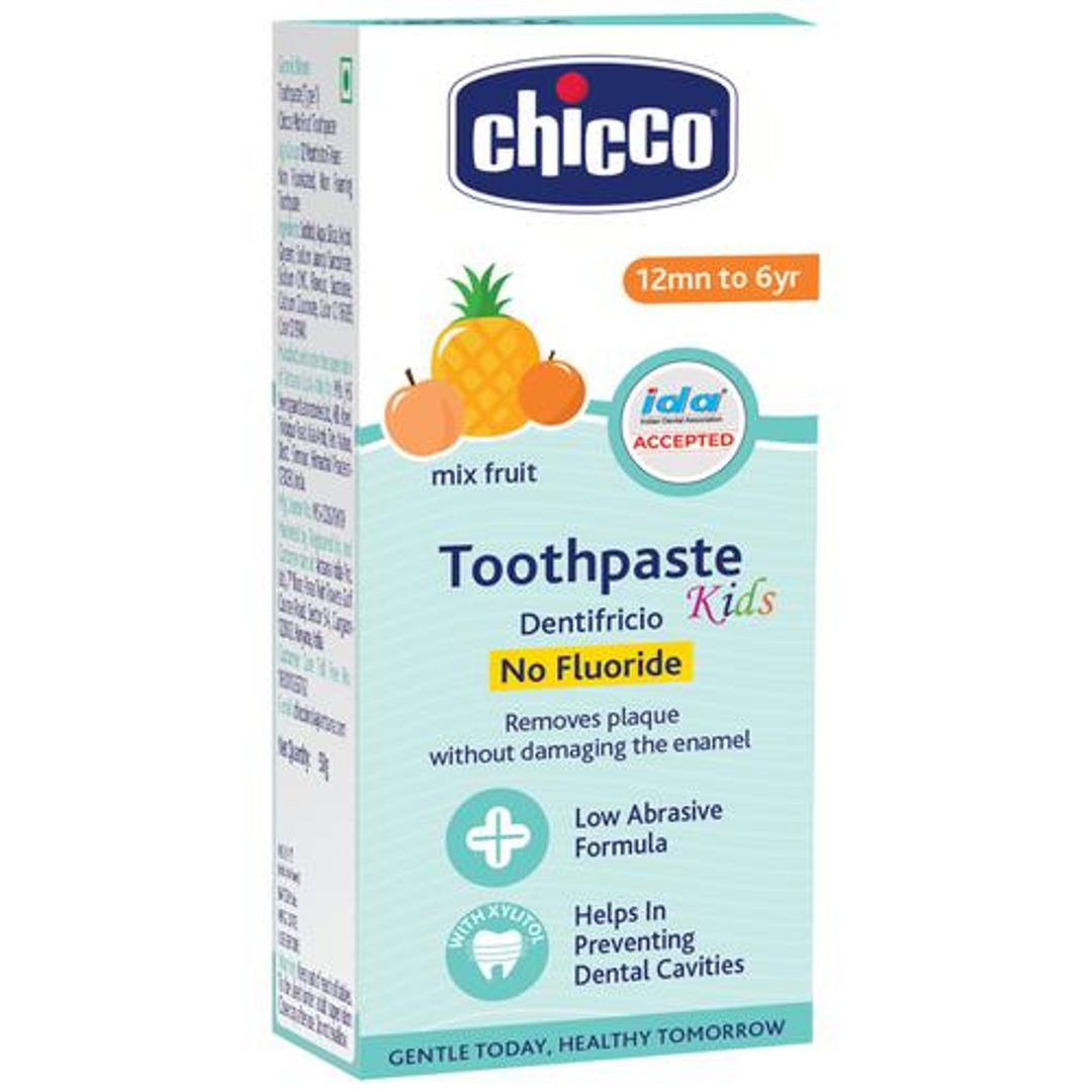 Mix Fruit Toothpaste - No Fluoride, Prevents Dental Cavity, For 12 Months To 6 Year Kids