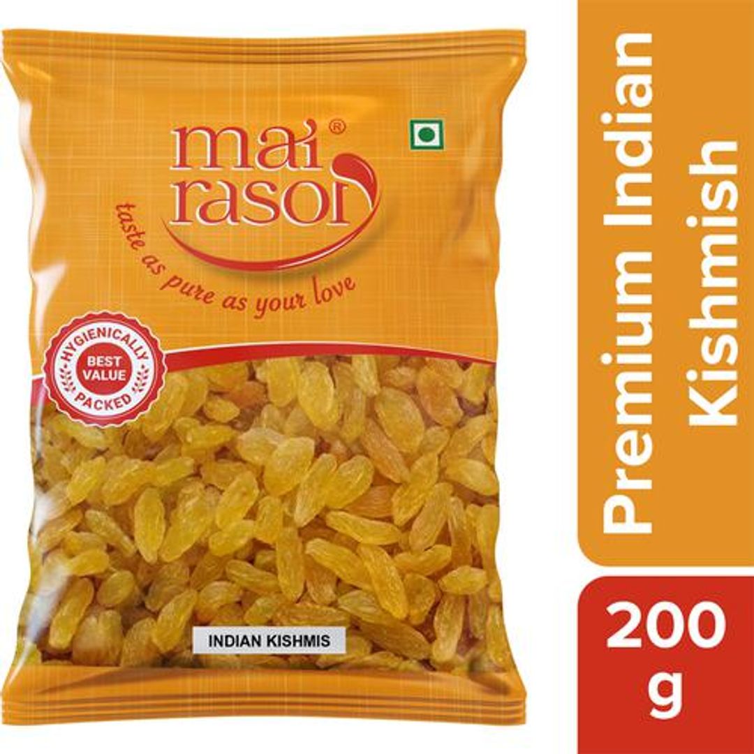 MAI RASOI REGULAR INDIAN RAISIN KISMIS KISHMISH 200 GM , POUCH
