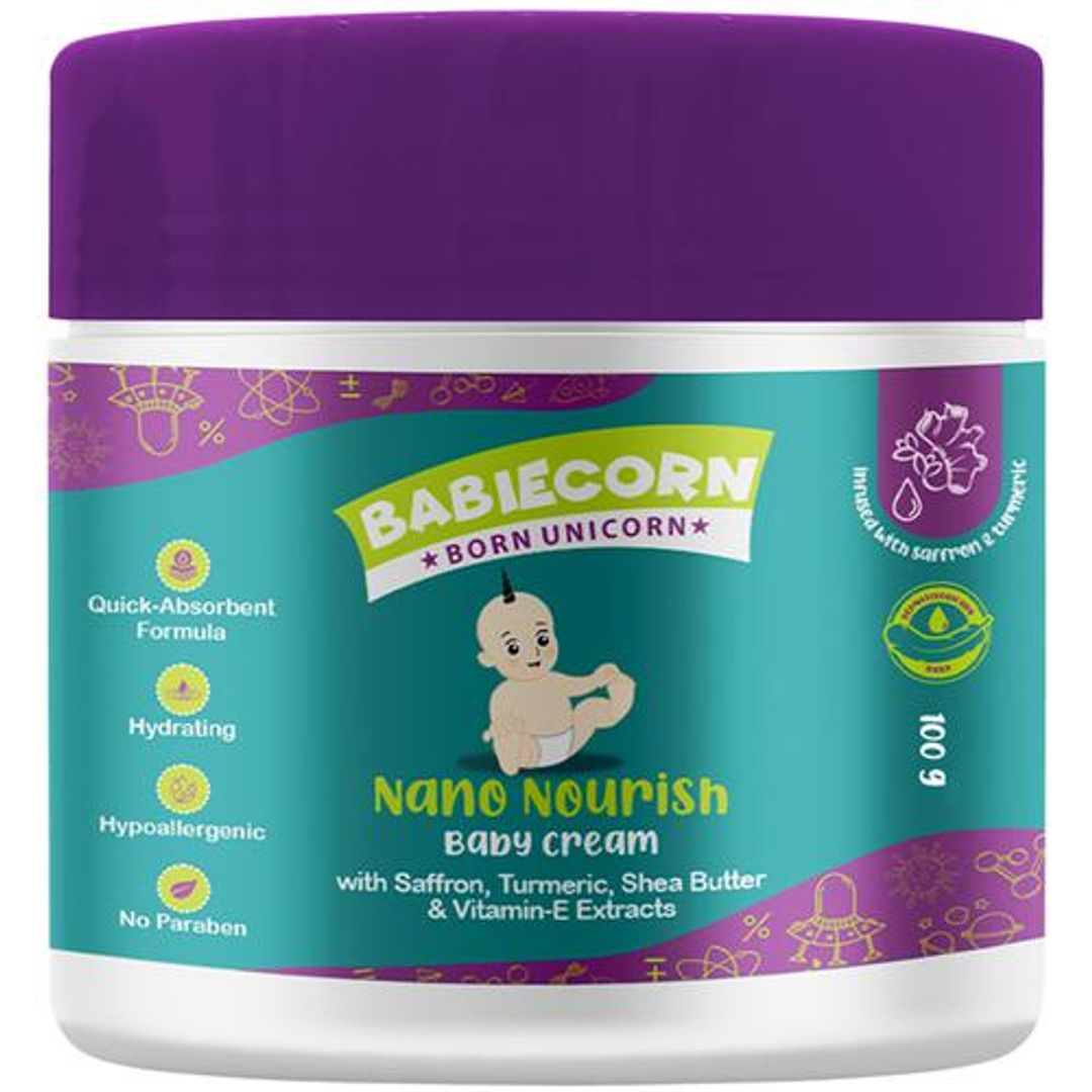 Nano Nourish Baby Cream | Quick-Absorbent| Hypoallergenic | Keeps Moisturization Intact | Made with Turmeric, saffron, Shea Butter, and Vitamin E extracts
