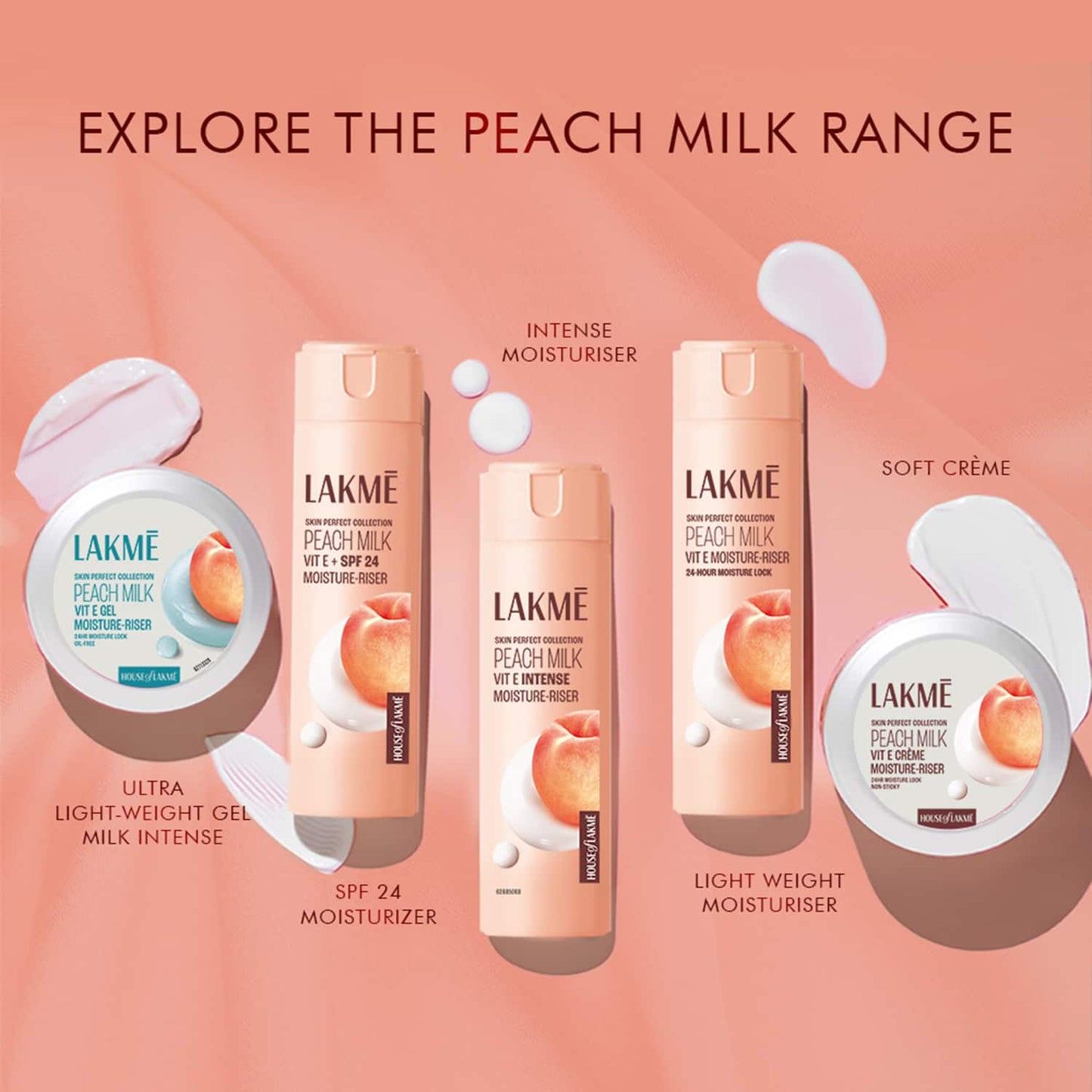 Lakme Peach Milk Vit E Light- Weight & Non-Sticky Moisturizer with 24-Hours Lock (200 ml)