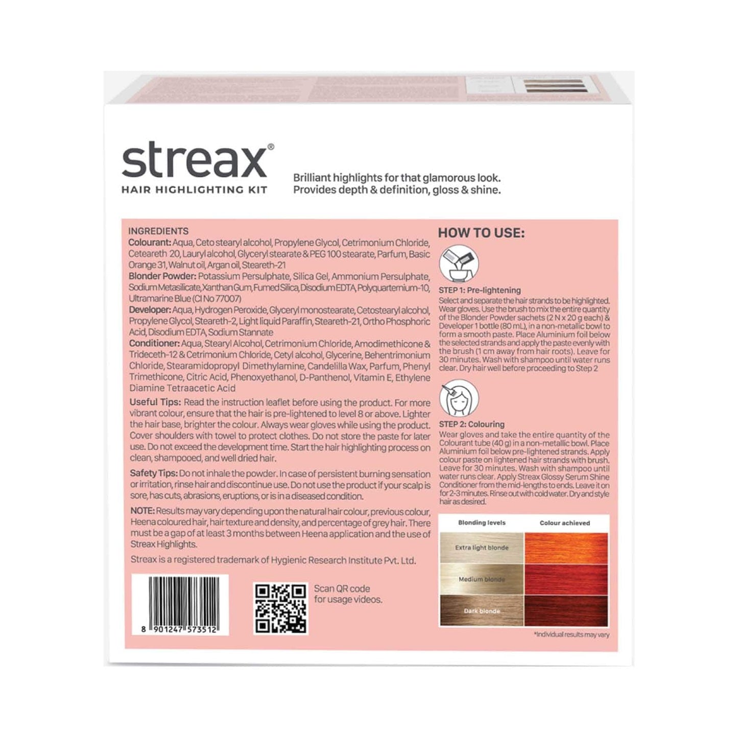 Streax Ultralights Hair Color Highlight Kit - Pumpkin Orange (180 g)