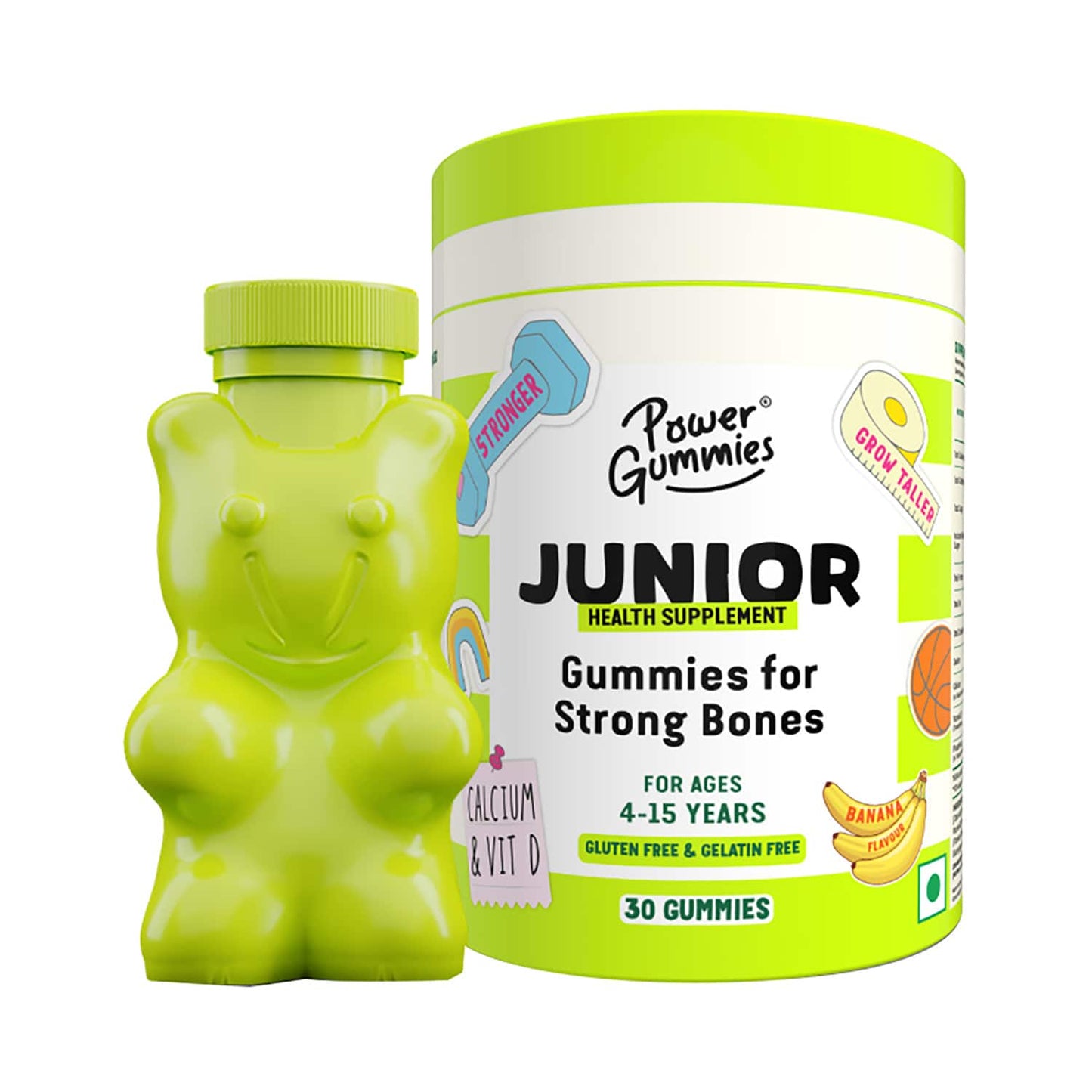 Power Gummies Banana Flavour Junior for Strong Bones (30 Gummies)