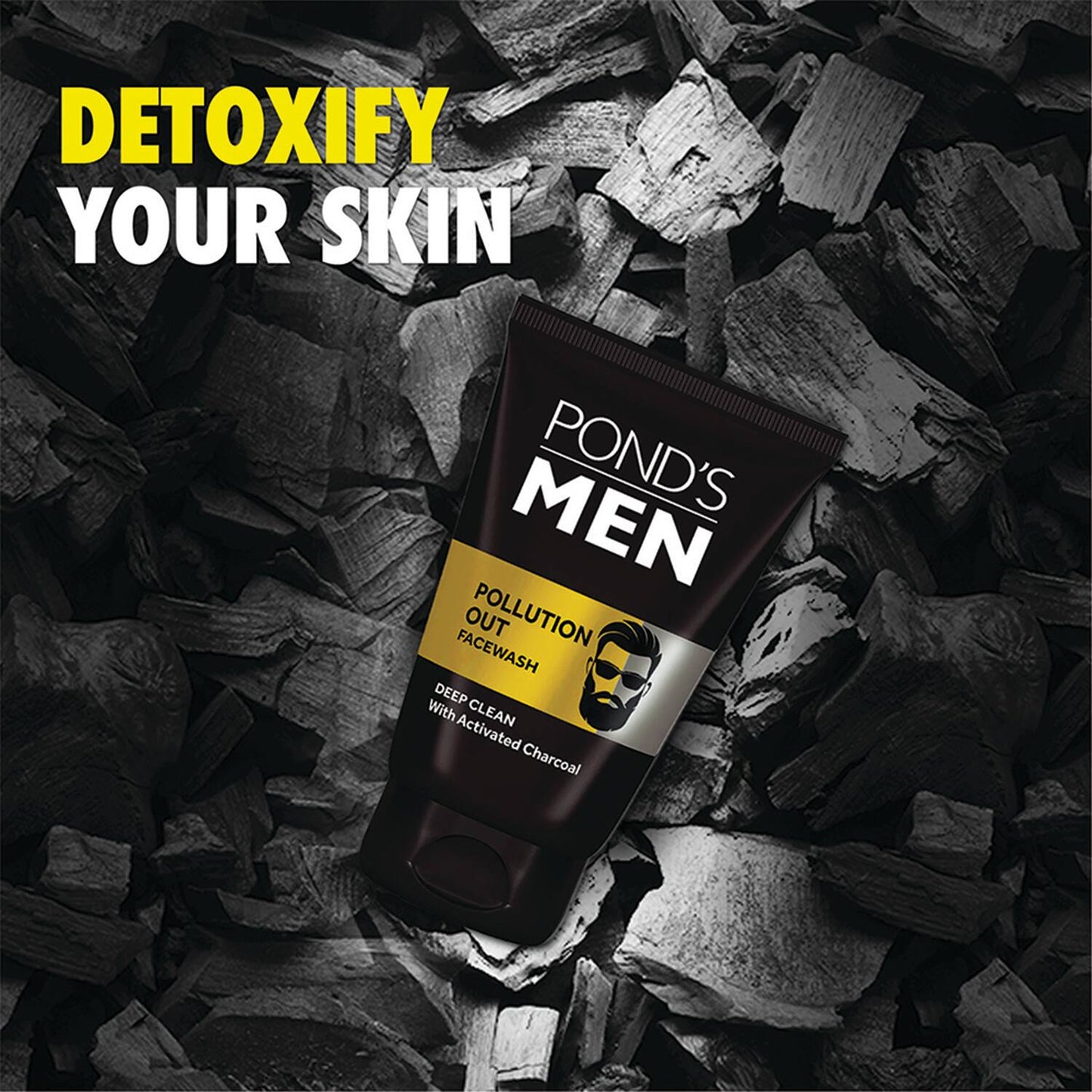 Pond's Men Pollution Out Activated Charcoal Deep Clean Facewash - (100g)