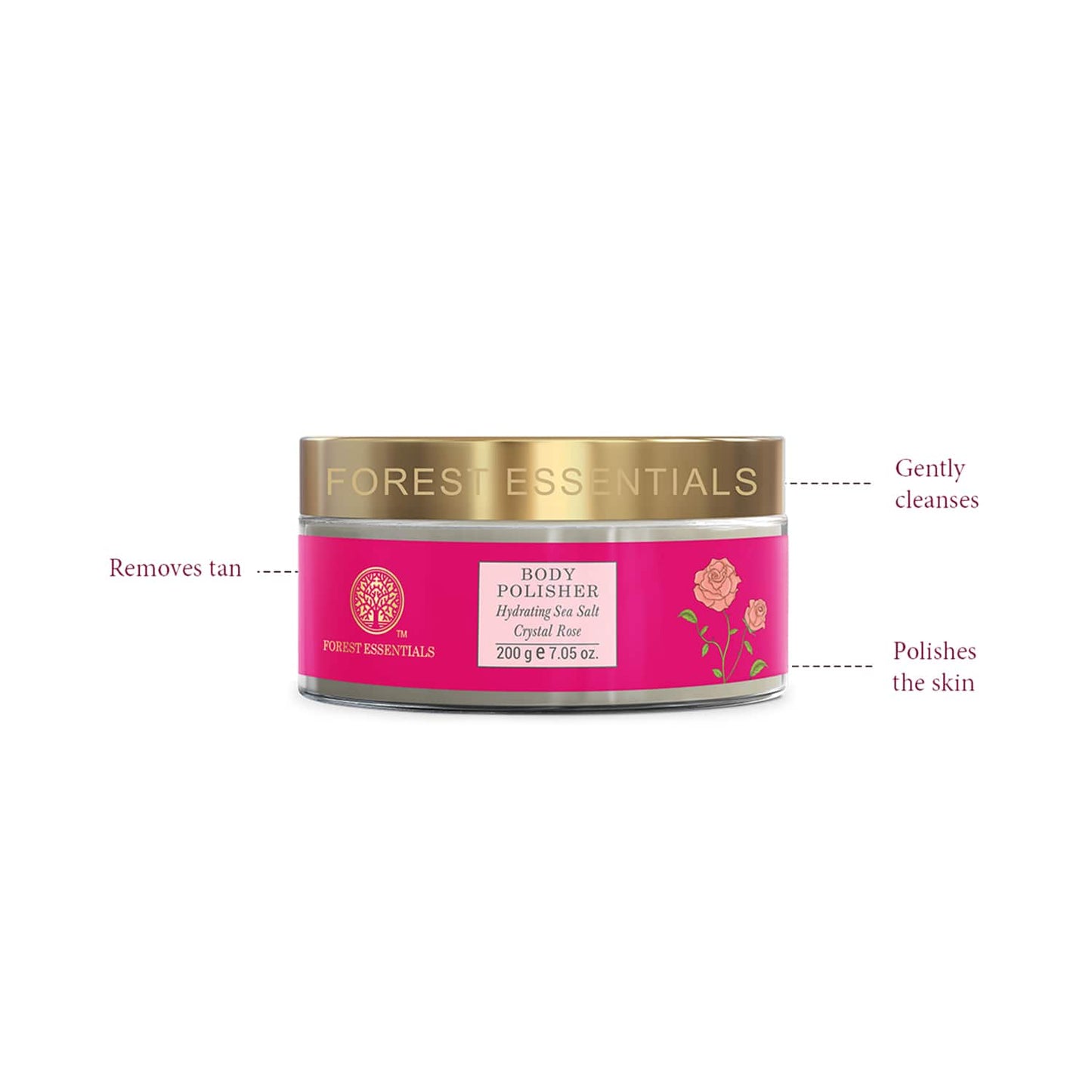 Forest Essentials Body Polisher Hydrating Sea Salt Crystal Rose Scrub (200g)