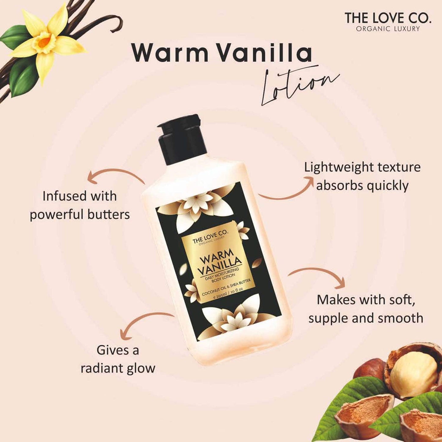 THE LOVE CO. Warm Vanilla Daily Moisturizing Body Lotion (295ml)