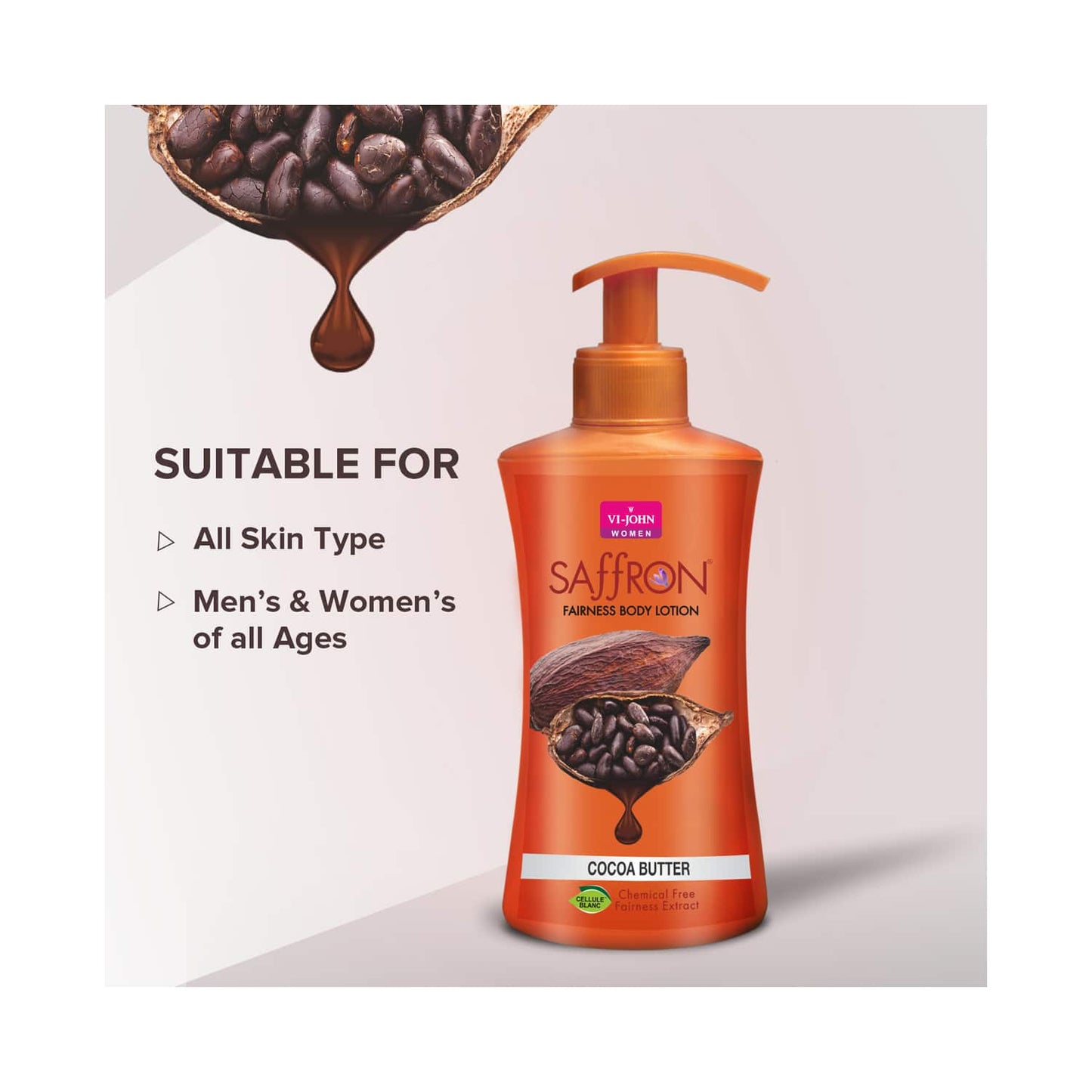 VI-JOHN Saffron Cocoa Butter Fairness Body Lotion (250ml)