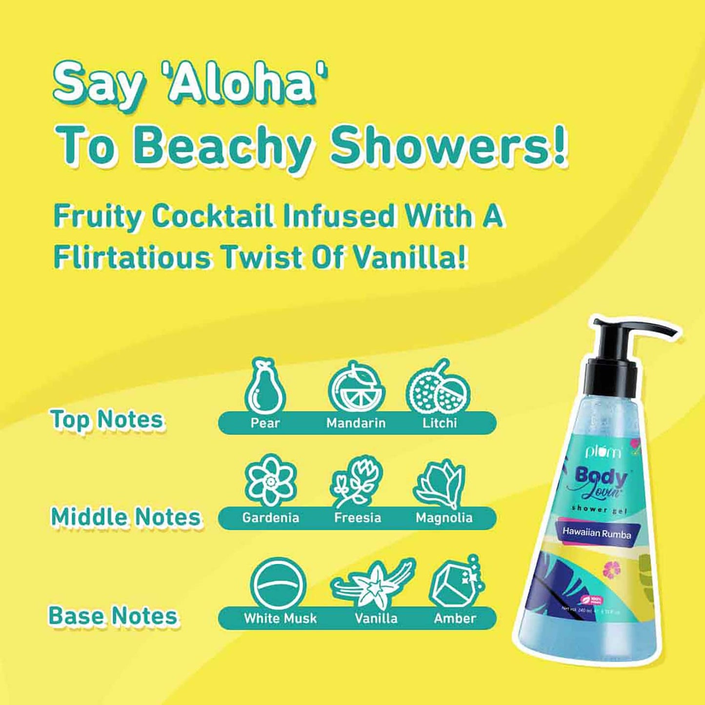 Plum BodyLovin' Hawaiian Rumba Shower Gel | SLS-Free Fresh Beachy Body Wash (240 ml)