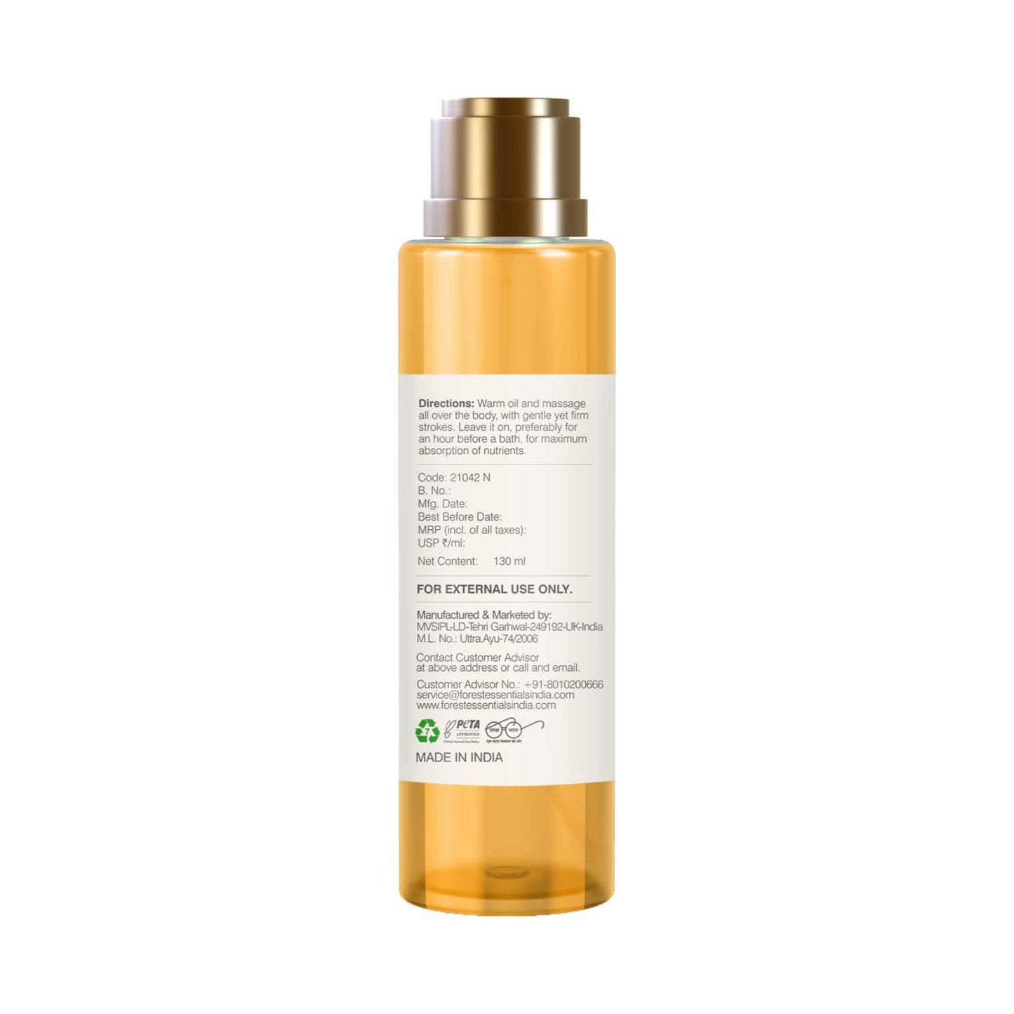 Forest Essentials Body Jasmine and Loban Ayurvedic For Nourishing Skin Massage Oil (130 ml)