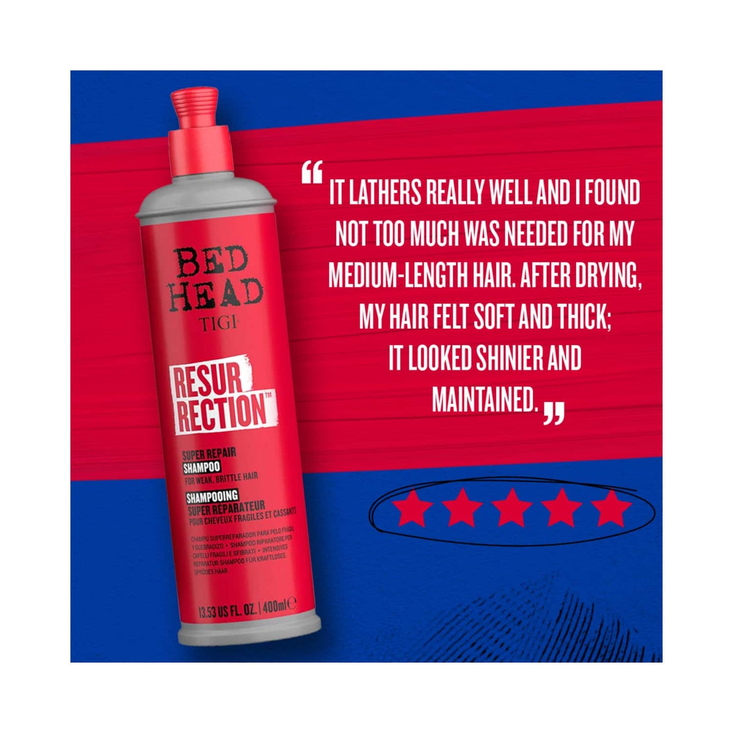 TIGI Bed Head Resurrection Super Repair Shampoo For Weak And Brittle Hair (400ml)