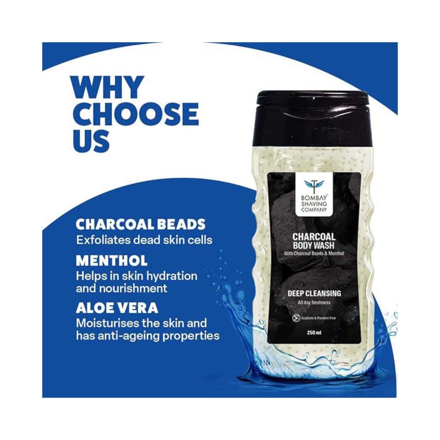 Bombay Shaving Company Deep Cleanse Refresh Charcoal Body Wash (250 ml)
