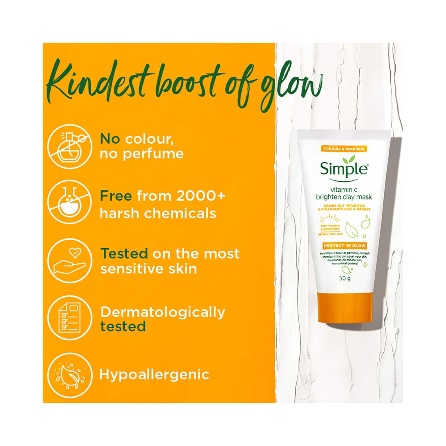 Simple Protect N Glow Vitamin C Brighten Clay Mask (50g)