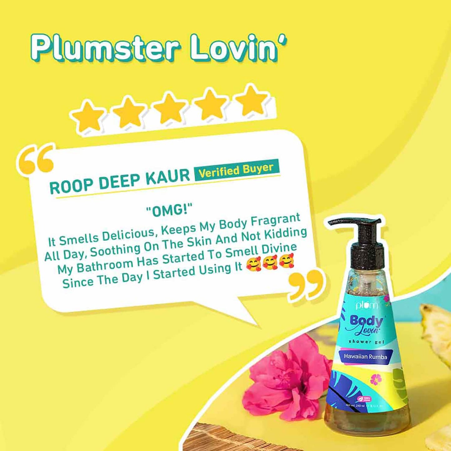 Plum BodyLovin' Hawaiian Rumba Shower Gel | SLS-Free Fresh Beachy Body Wash (240 ml)