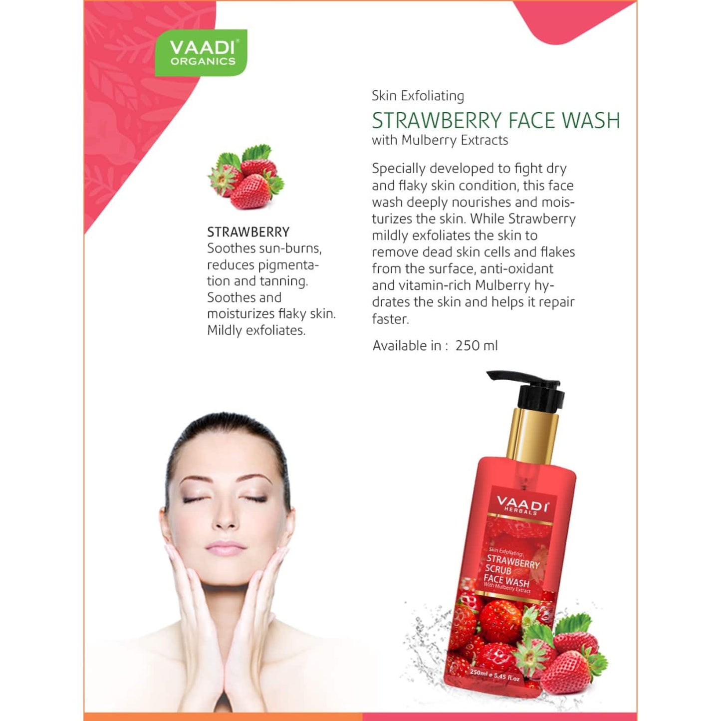 Vaadi Herbals Strawberry Scrub Face Wash (250ml)