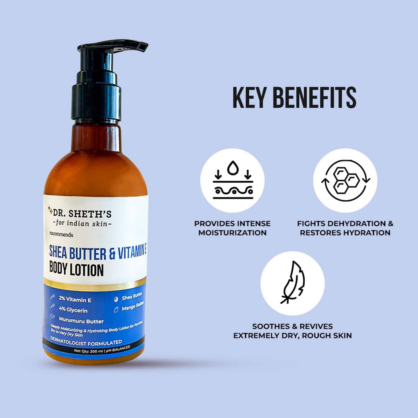 Dr. Sheth's Shea Butter & Vitamin E Body Lotion (200ml)