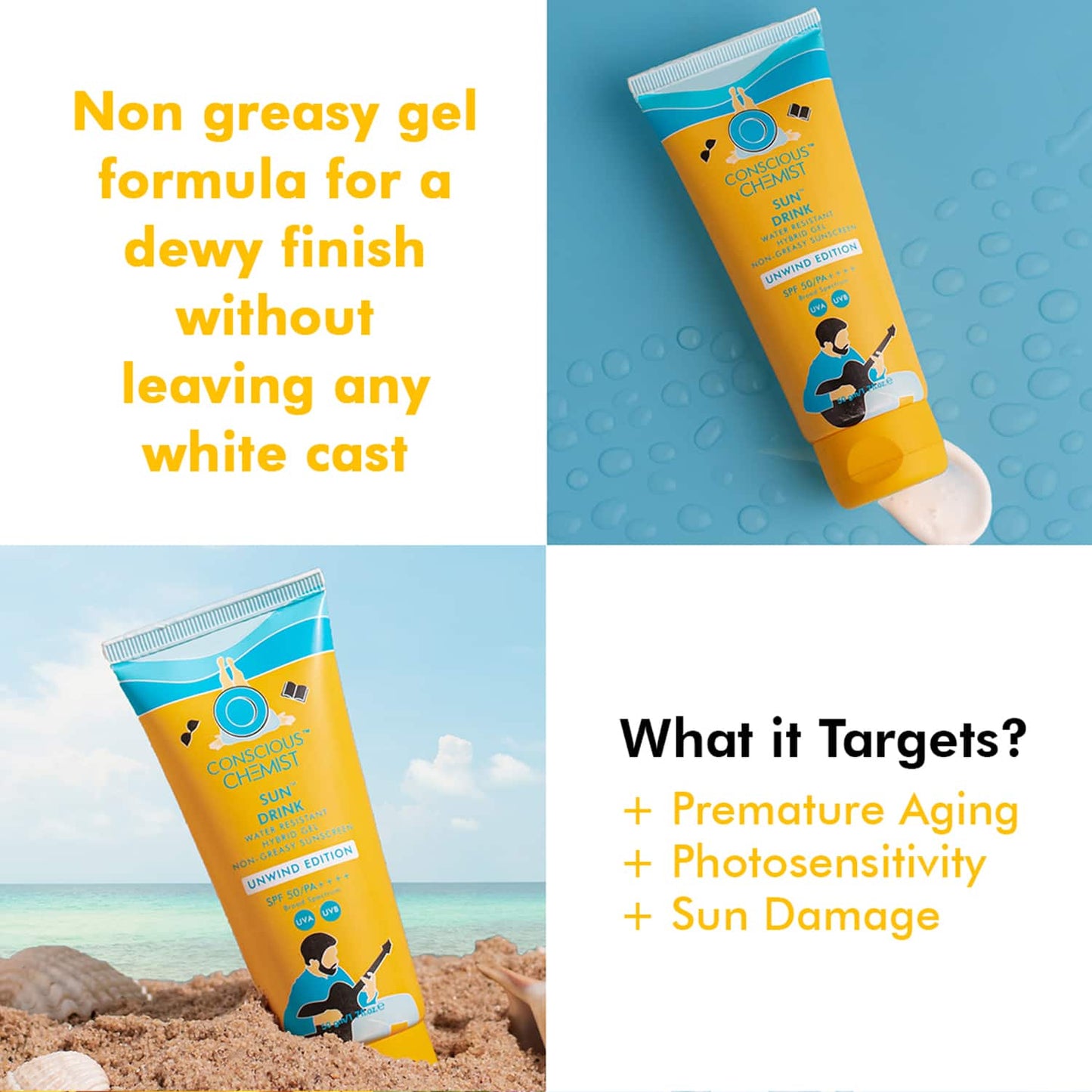Conscious Chemist Unwind Edition Water Resistant Hybrid Sunscreen SPF 50 PA++++ UVA/UVB - (50g)