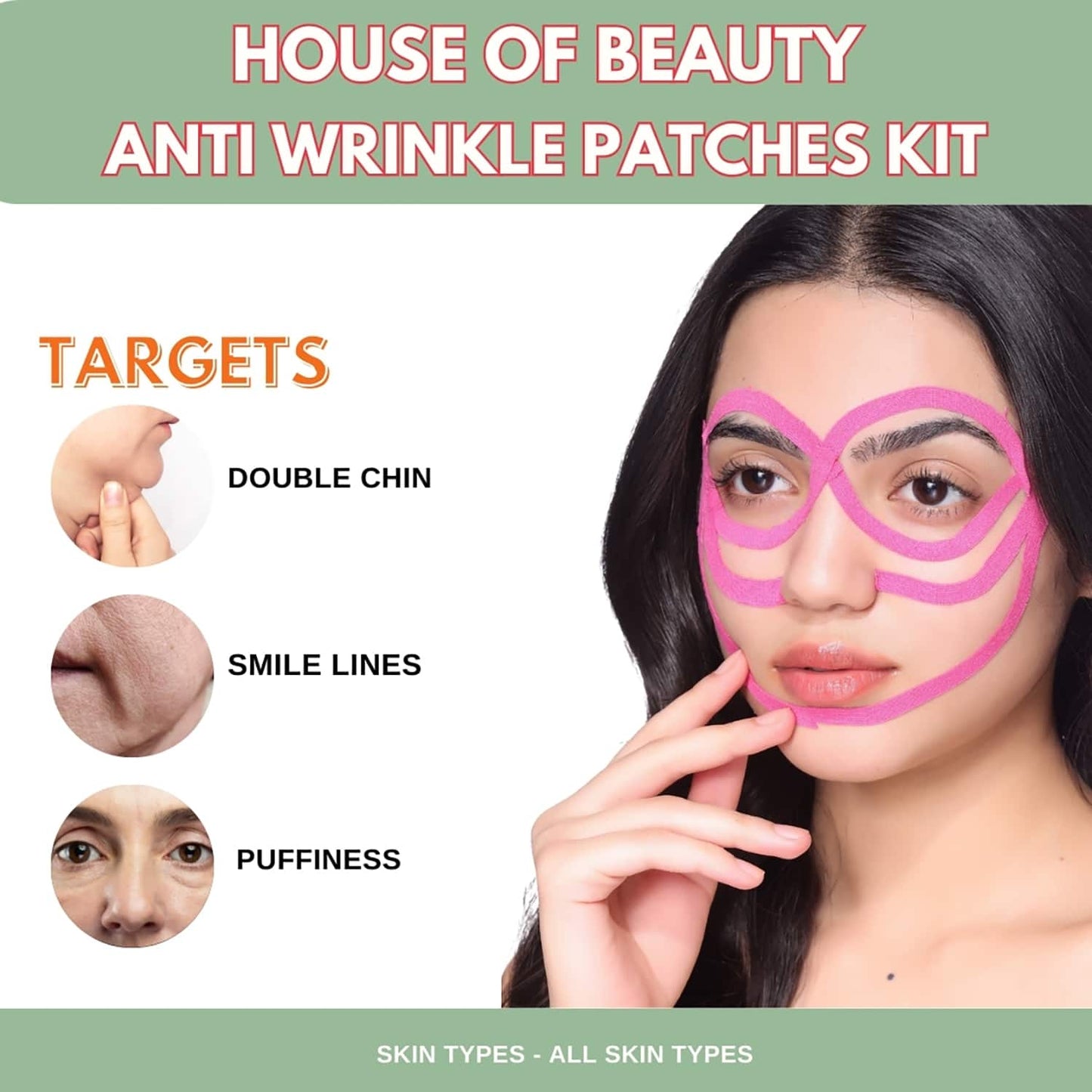 House of Beauty Overnight Anti-Wrinkle Face Taping Patches-Droopy, Sagged Cheek & Wrinkles (5 Pc)