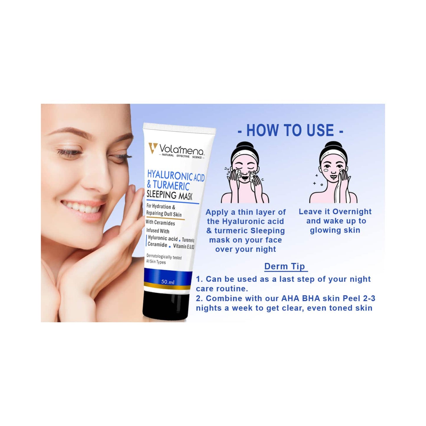 Volamena Hyaluronic Acid & Turmeric Sleeping Mask (50ml)