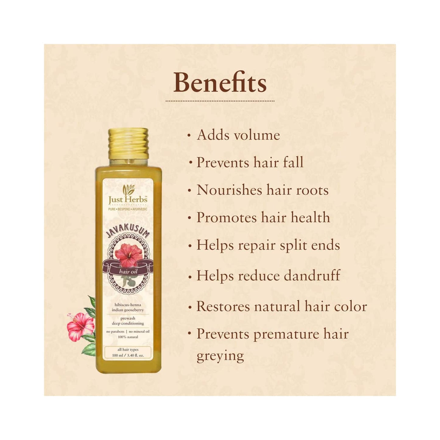 Just Herbs Javakusum Anti Dandruff & Hairfall Control Hair Oil (200ml)