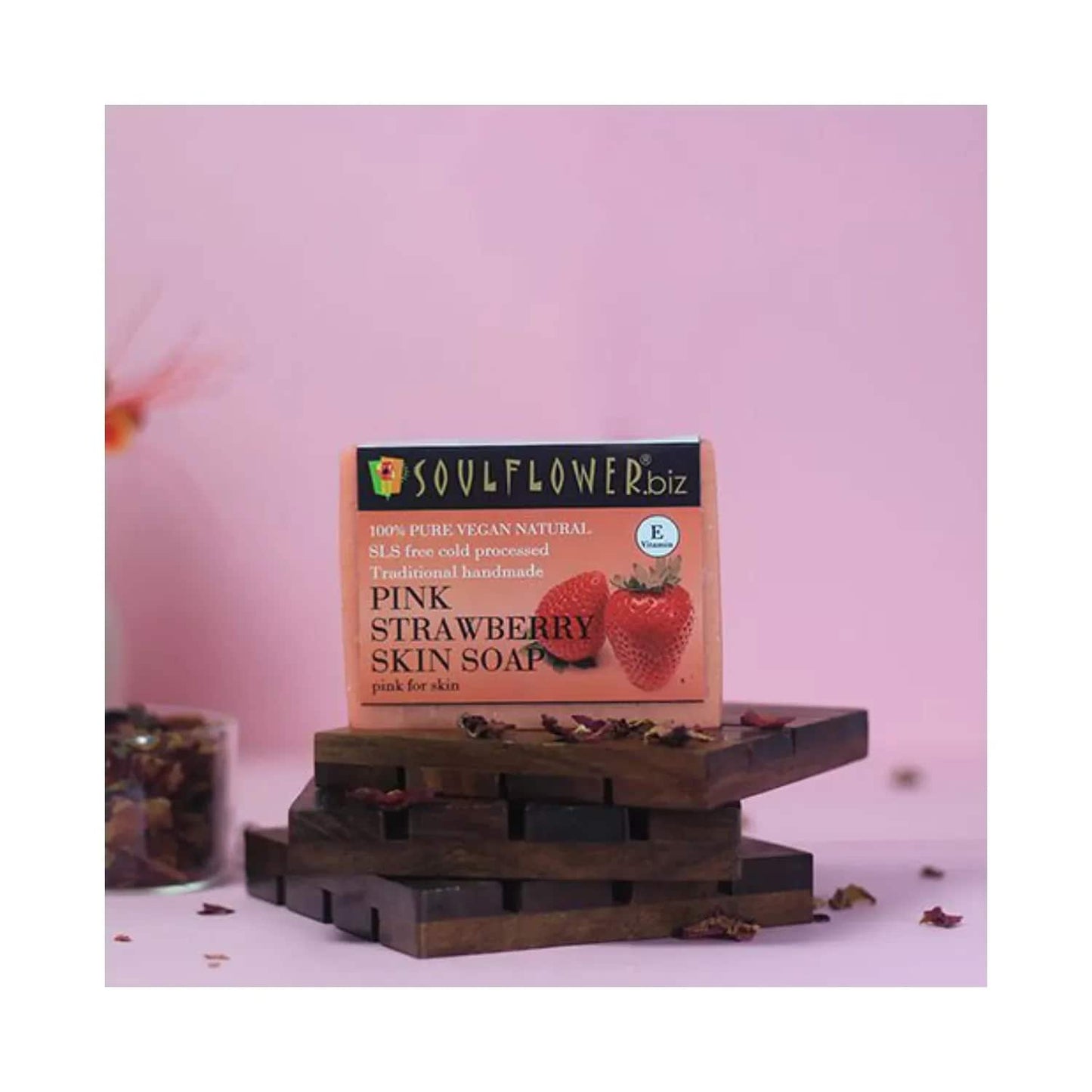 Soulflower Pink Strawberry Skin Soap - (150g)