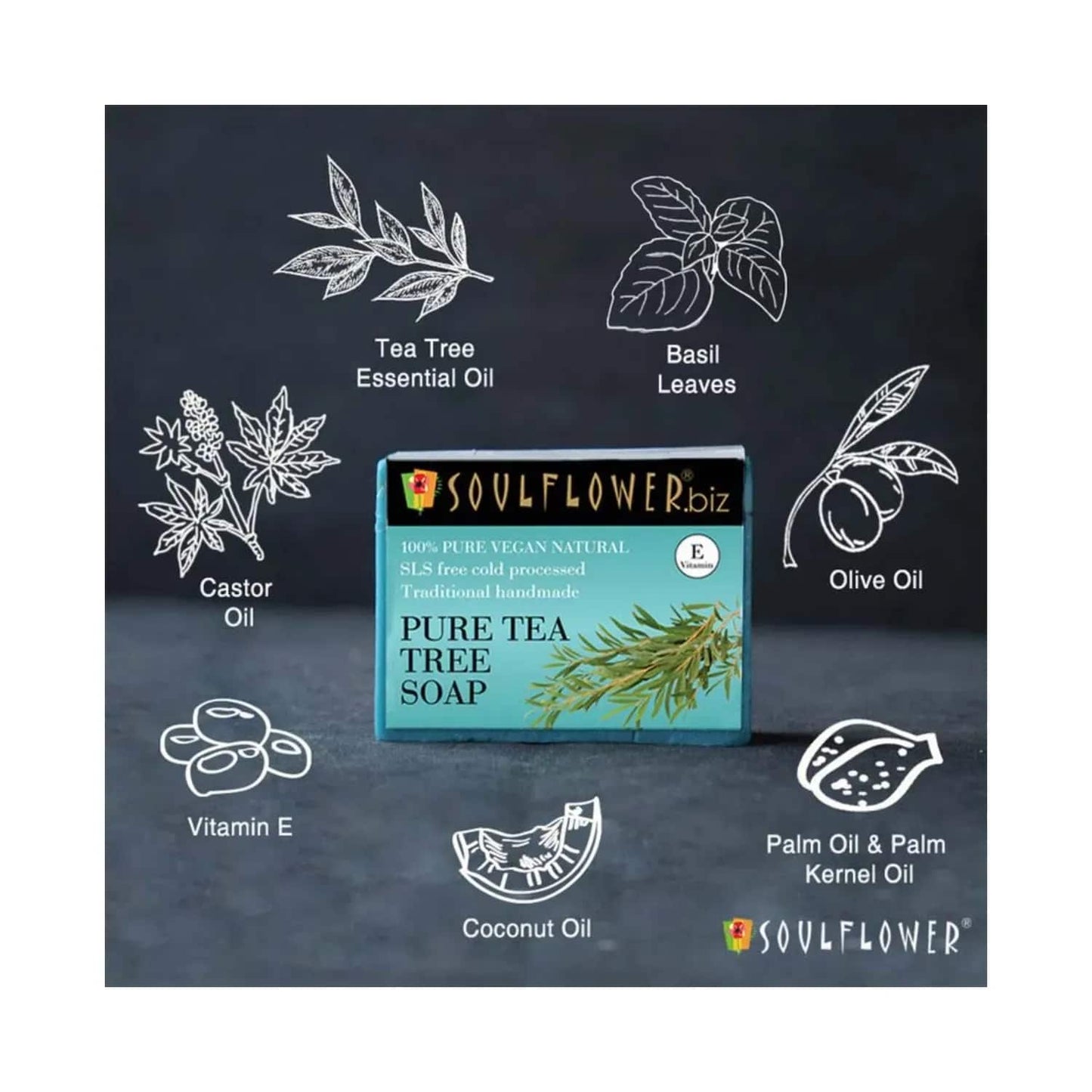 Soulflower Pure Tea Tree Soap - (150g)