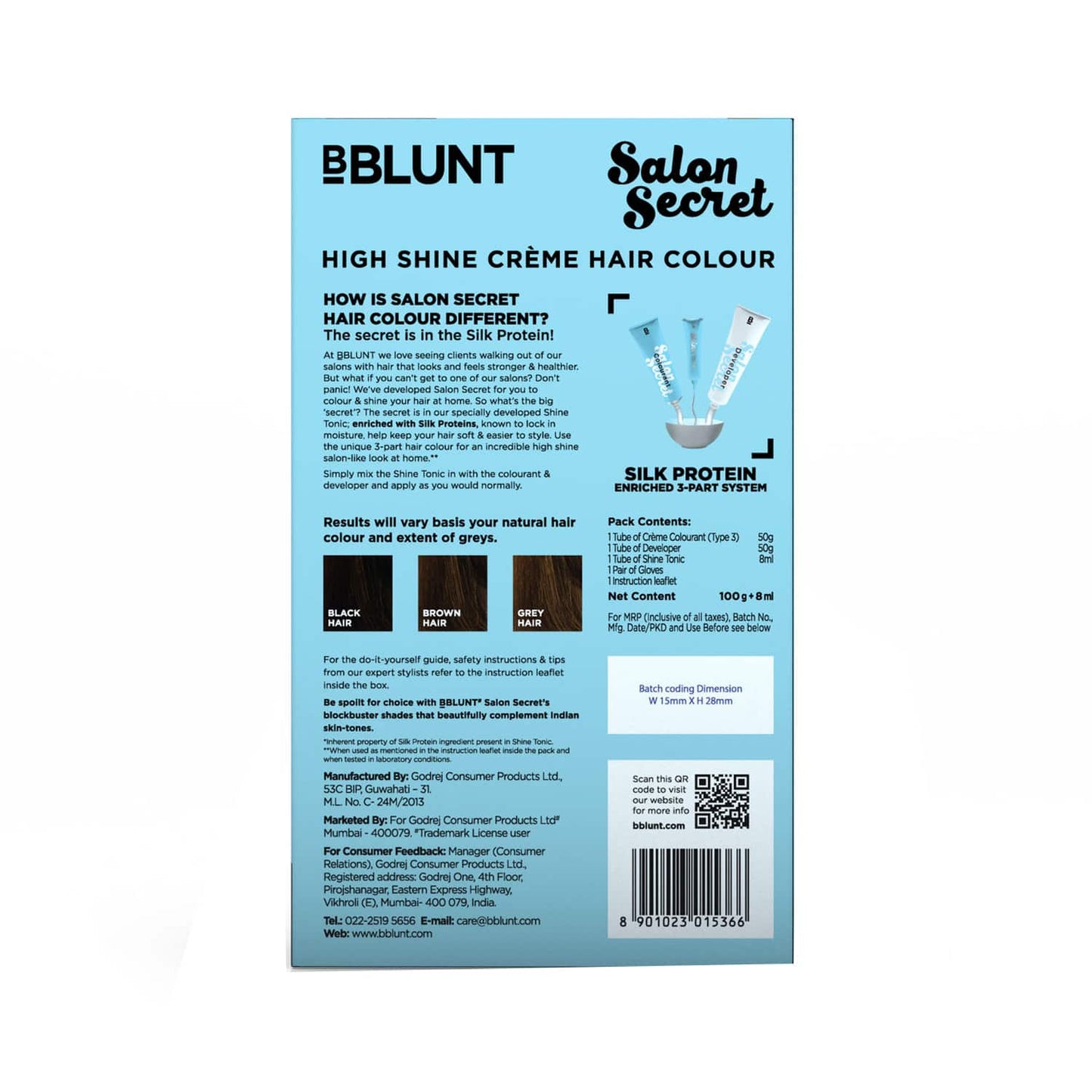 BBlunt Salon Secret High Shine Cream Hair Color - 5.32 Honey Light Golden Brown (100g+8ml)