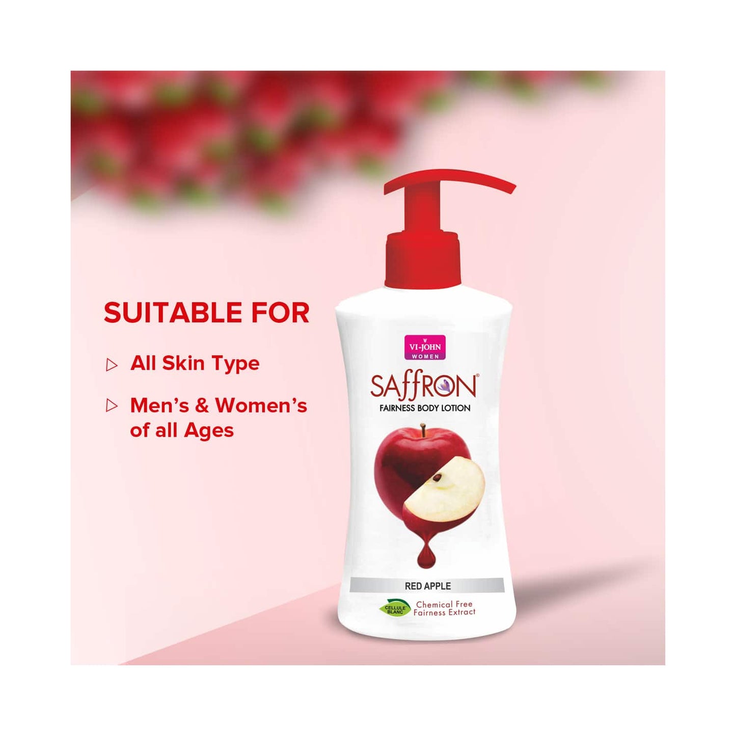 VI-JOHN Saffron Fairness Red Apple Body Lotion With Vitamin E (250ml)