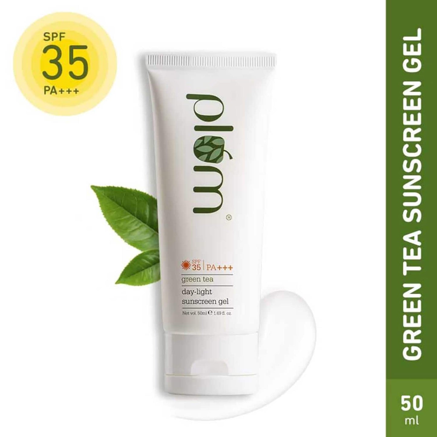 Plum Green Tea Day-Light Broad Spectrum Sunscreen Gel SPF 35 UVA/B - No White Cast, Non-Sticky (50g)