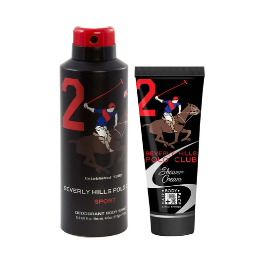 BEVERLY HILLS POLO CLUB No.2 Sports Deodorant & Shower Cream Gift Set (2Pcs)