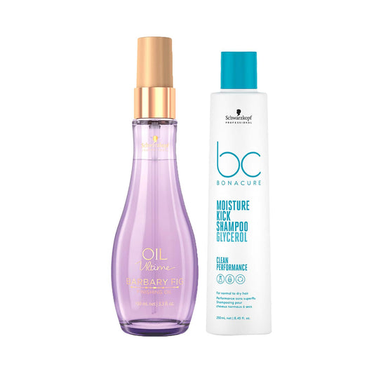 Schwarzkopf Professional Bonacure Moisture Kick Shampoo & Oil Ultime Barbary Finishing Oil Combo