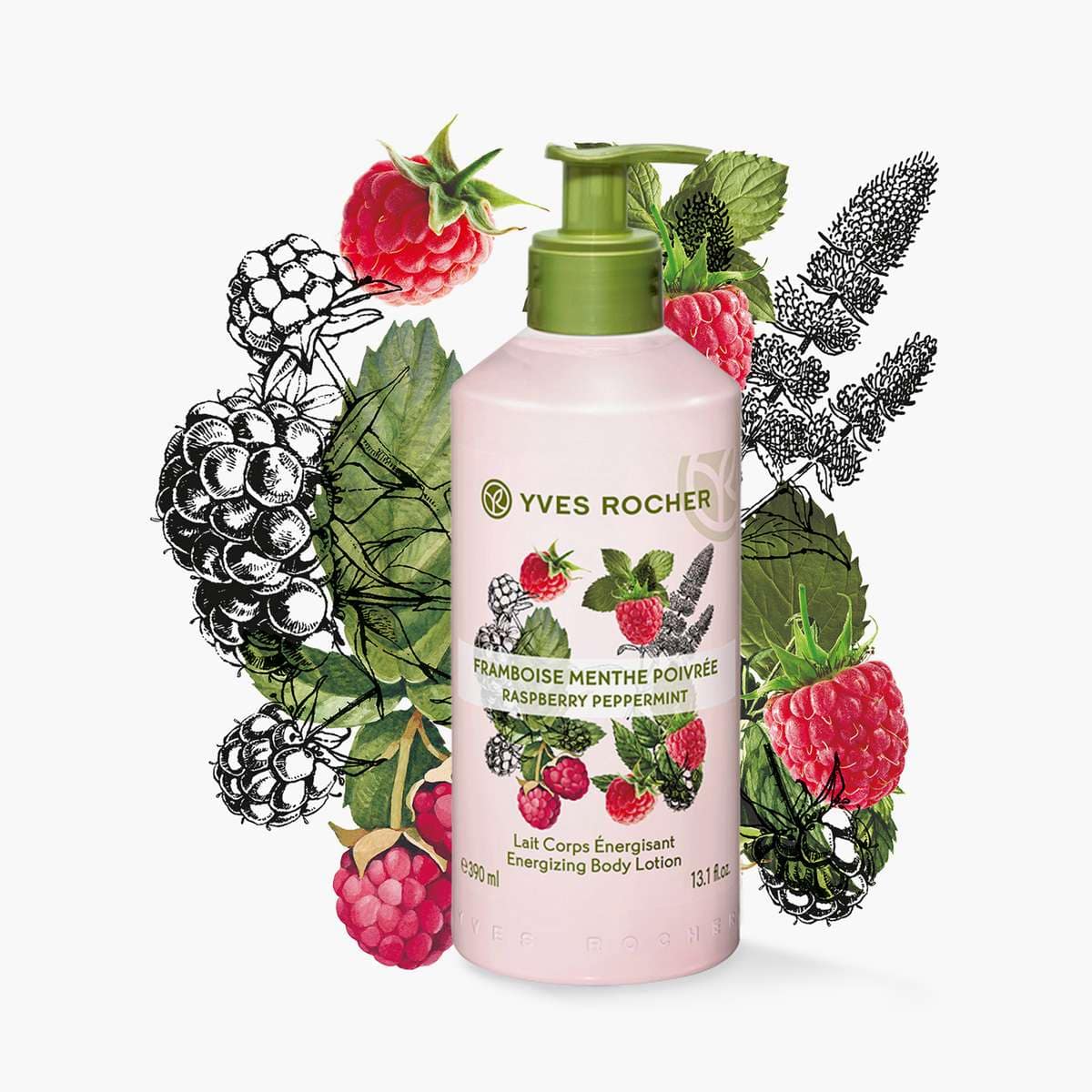 Yves Rocher Energizing Body Lotion Raspberry Pepermint (390ml)