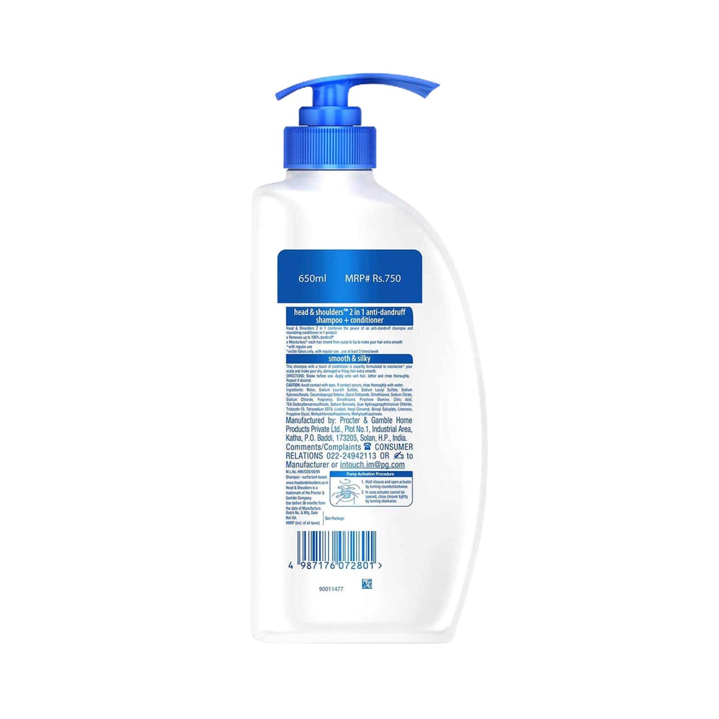 Head & Shoulders 2-In-1 Smooth And Silky Anti Dandruff Shampoo + Conditioner (650ml)