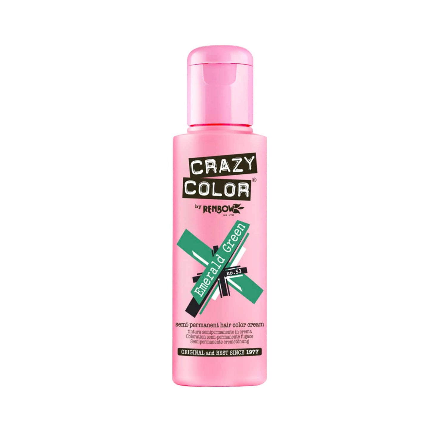 Crazy Color Semi Permanent Hair Color Cream - 53 Emerald Green (100ml)