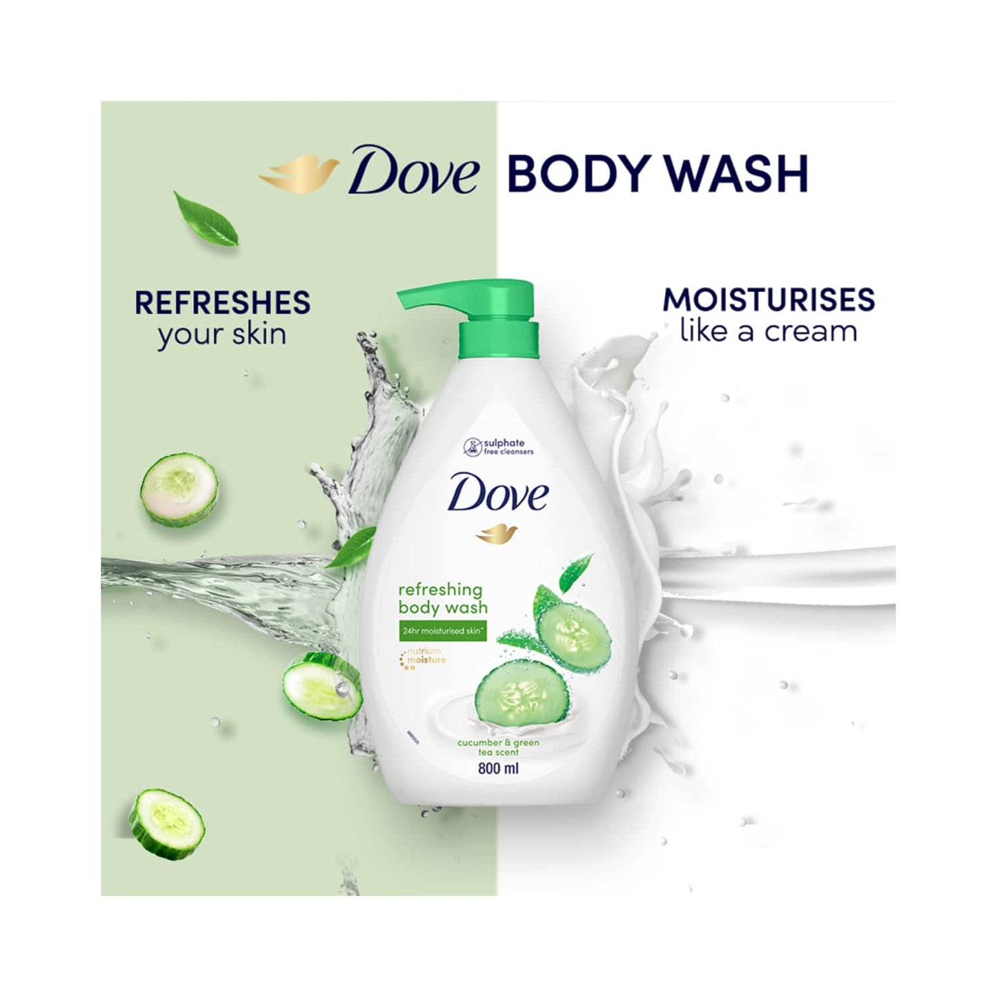 Dove Refreshing Body Wash With Cucumber & Green Tea Scent (800ml)