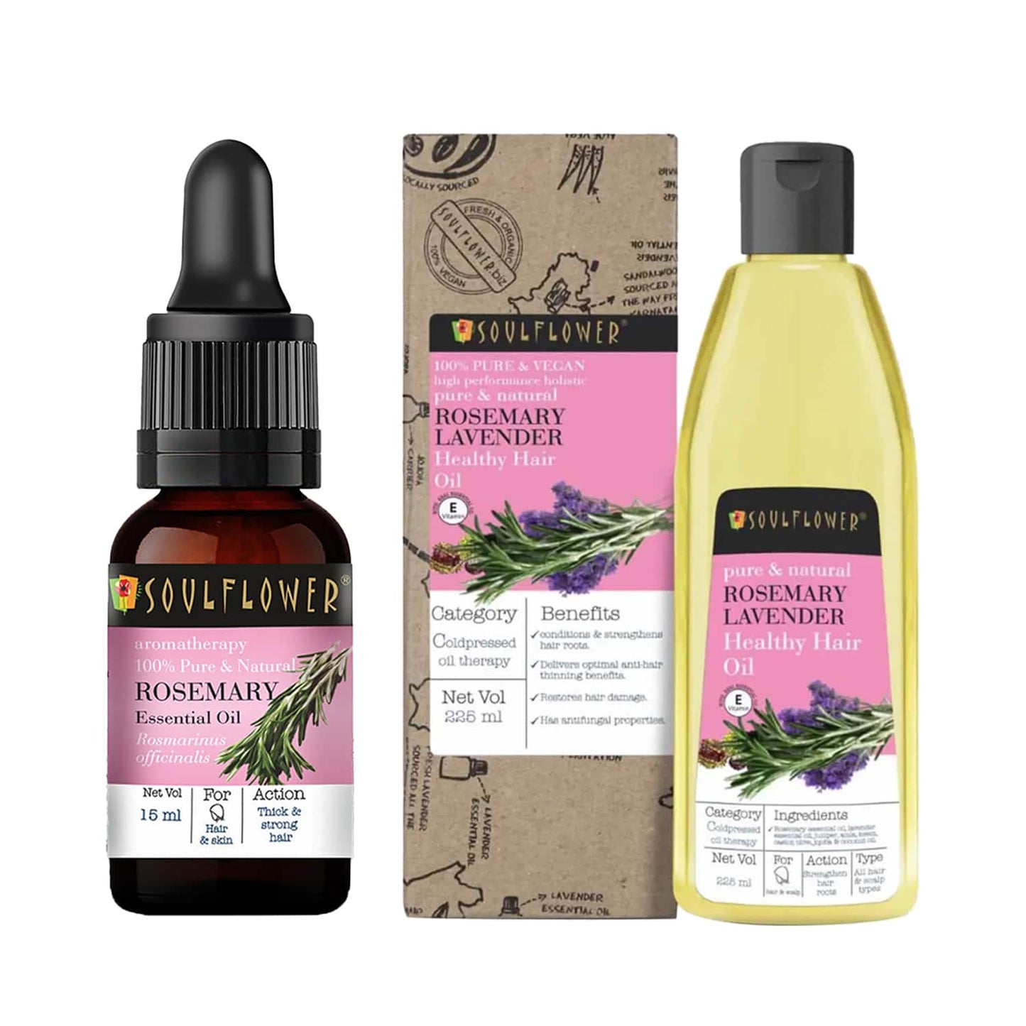 Soulflower Rosemary Essential Oil & Rosemary Hair Oil Combo