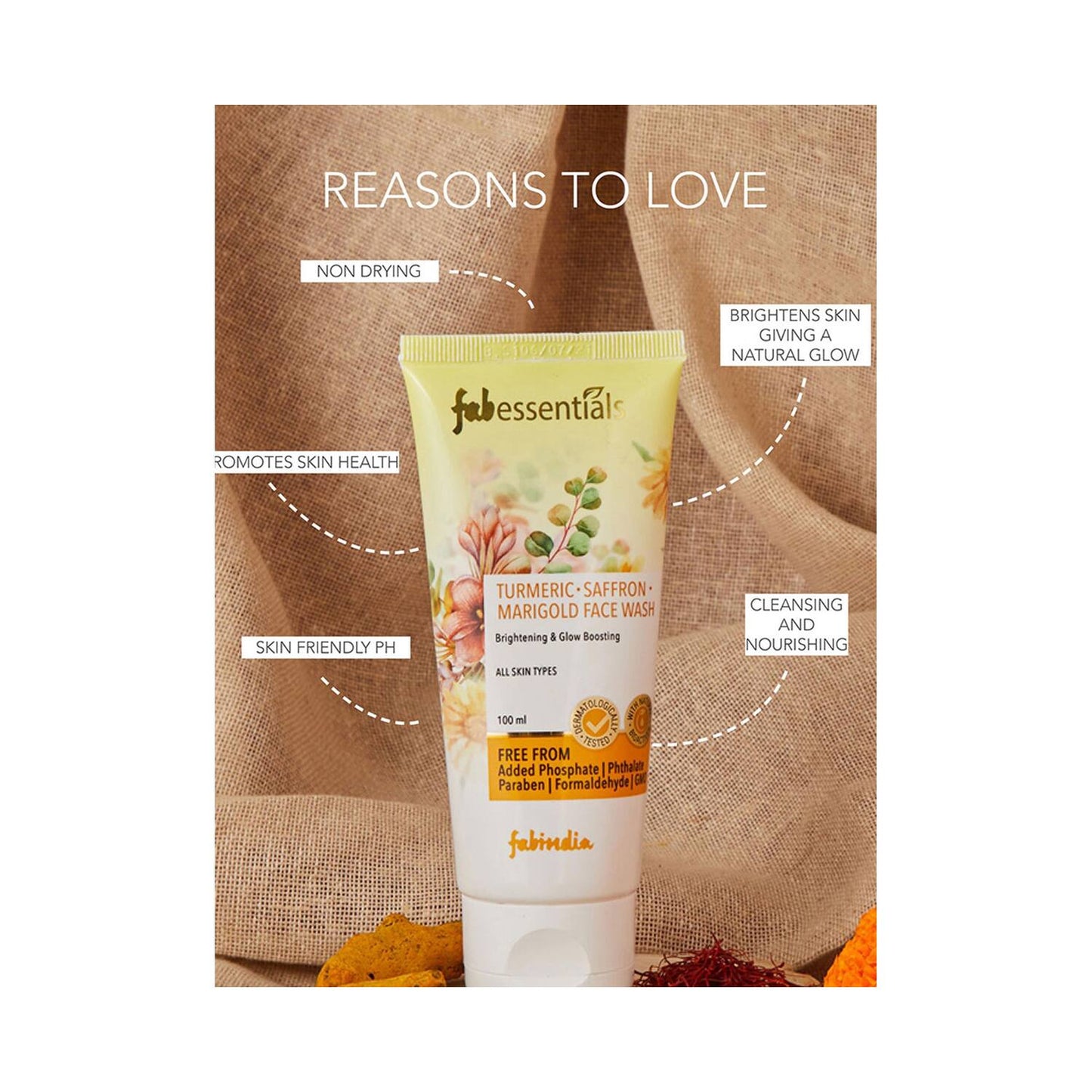 Fabessentials by Fabindia Turmeric Saffron And Marigold Facewash (100ml)