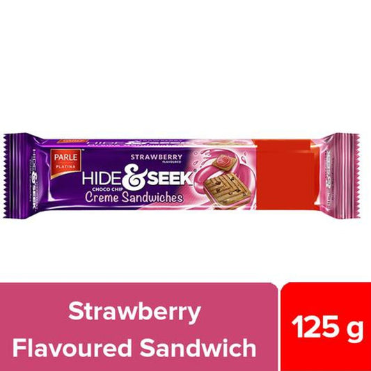 Platina Hide & Seek Strawberry Flavoured Choco Chip Creme Sandwich Biscuits