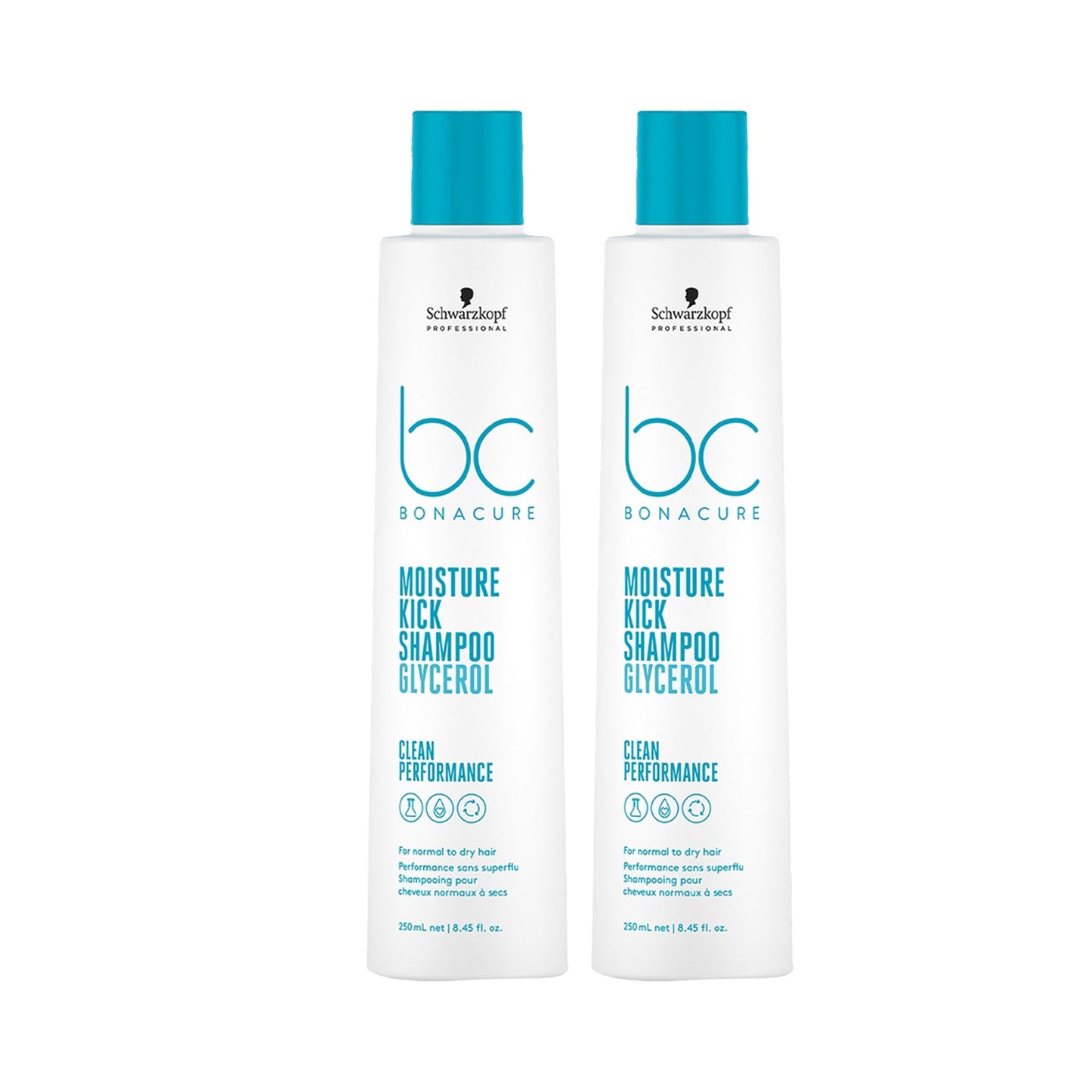 Schwarzkopf Professional Bonacure Moisture Kick Shampoo Pack of 2 Combo (250 ml x 2)