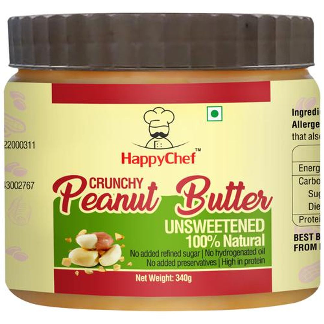 Peanut Butter - Crunchy, 100% Natural, Unsweetened (No added Sugar)