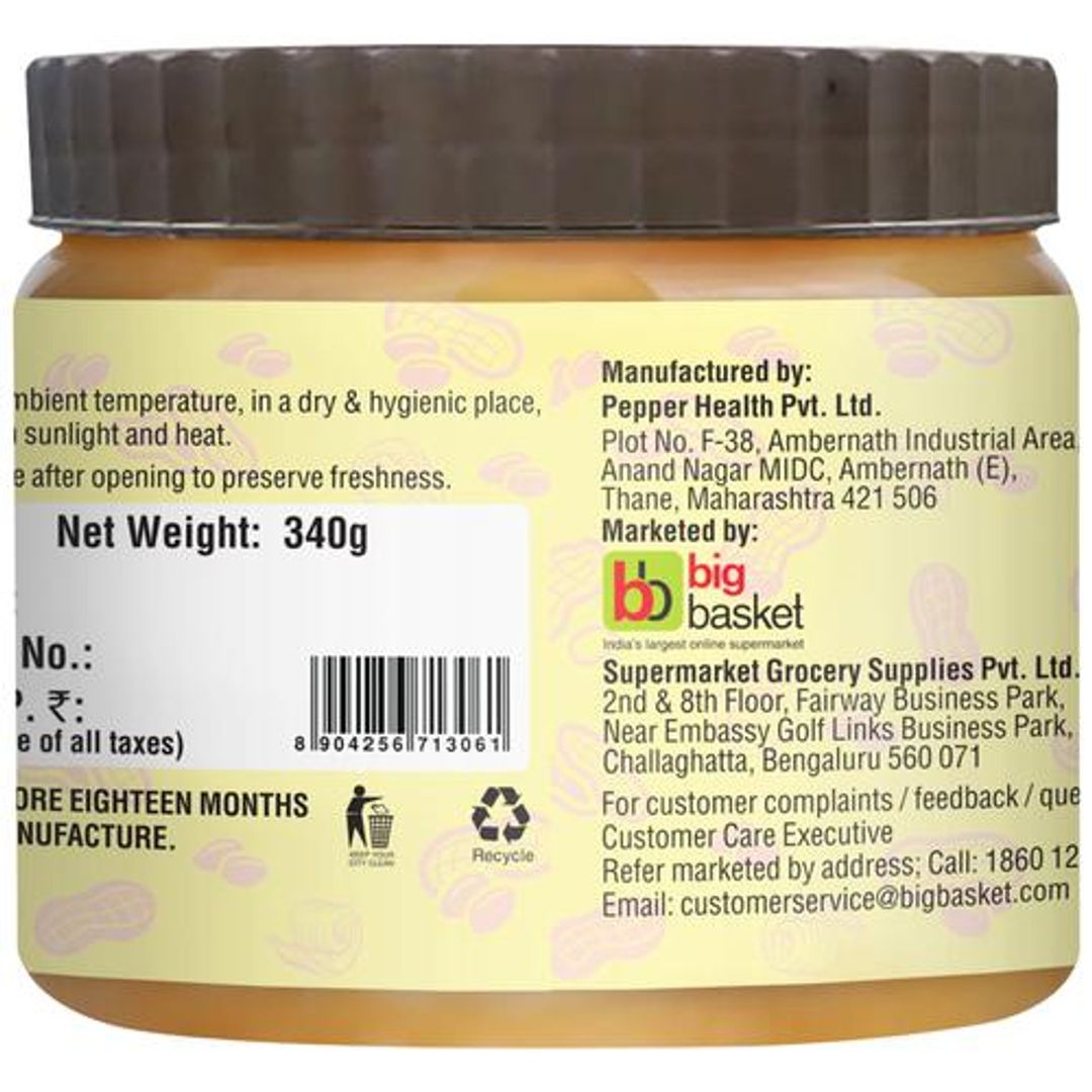 Peanut Butter - Crunchy, 100% Natural, Unsweetened (No added Sugar)