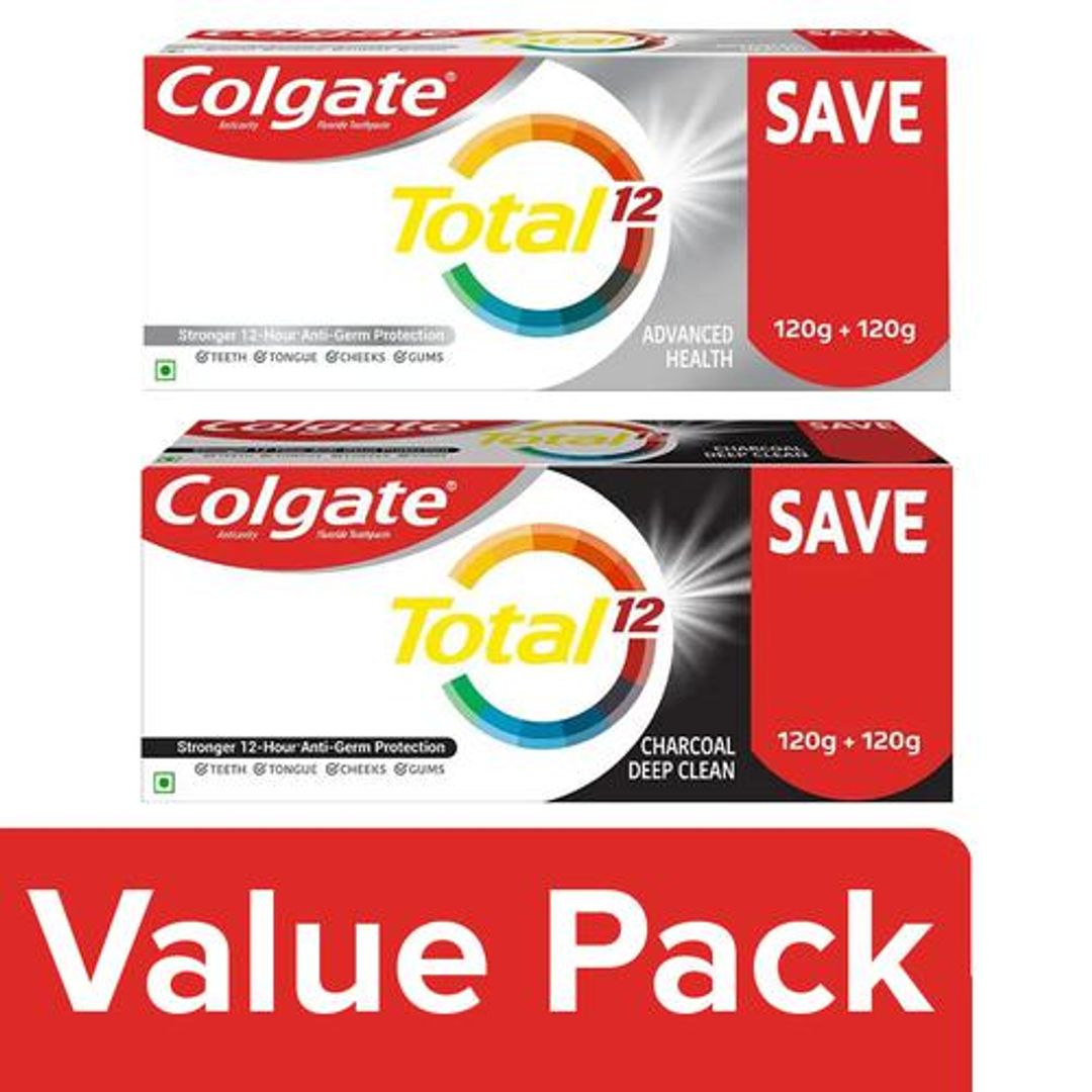 Total Toothpaste - Charcoal Deep Clean (120 g x 2) + Advanced Health (120 g x 2)